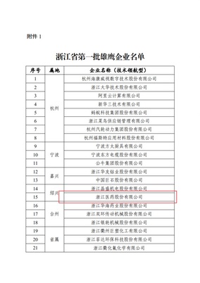 浙江爱游戏全站app官网入口入选浙江省第一批雄鹰企业名单